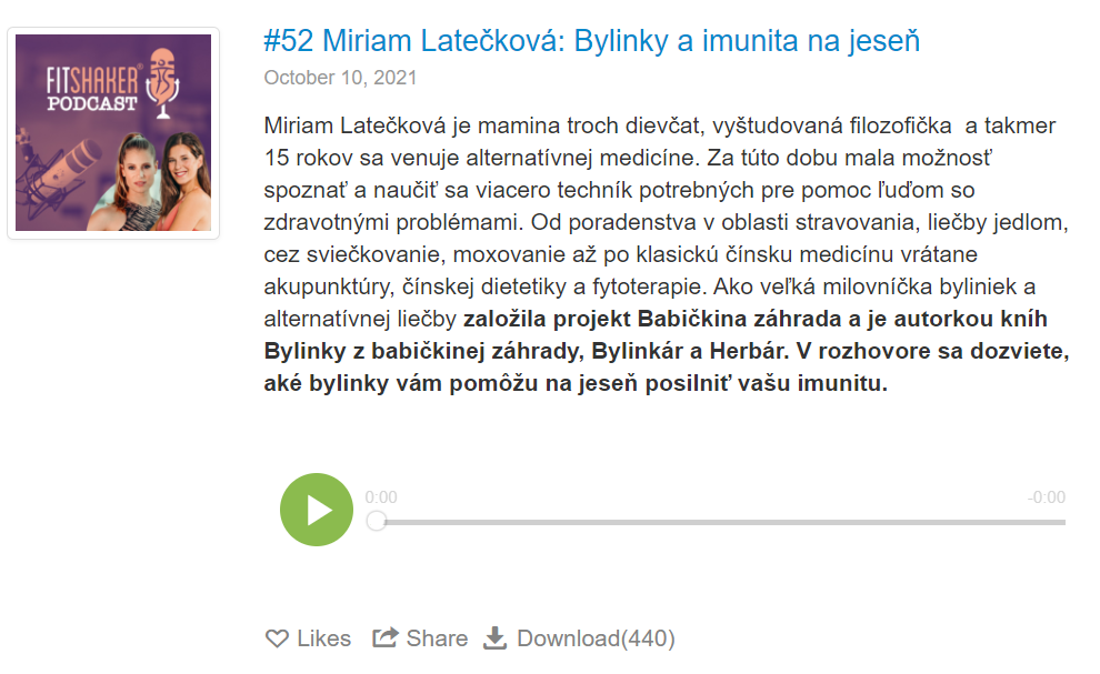 Fitshaker Podcast Babičkine Bylinky